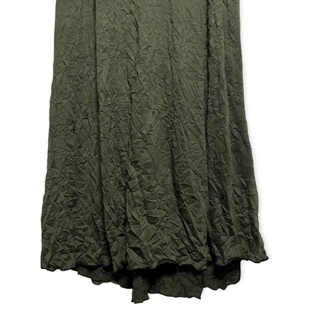 Vintage Lee Andersen Olive Green Rayon Blend Scoop Neck Crinkle Dress Size M - Picture 12 of 16